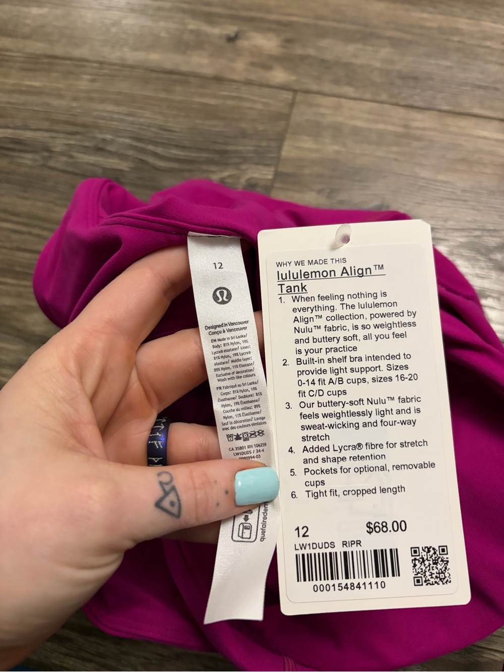 NWT Lululemon Align Tank Top (Ripened Raspberry) Size 12 - Picture 2 of 6